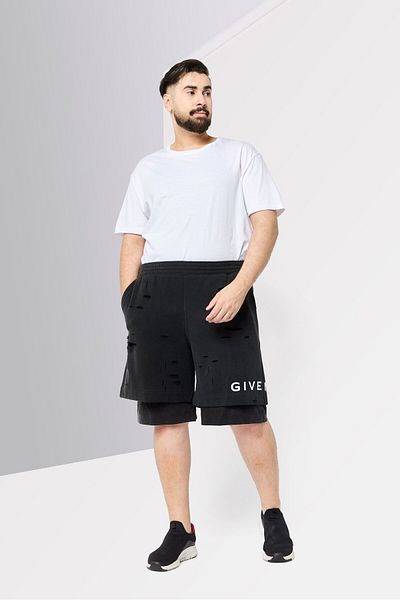 Givenchy Men Brand Logo Basic Short, Charcoal Black