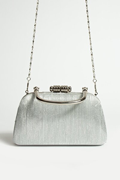 Çanta Trend Model Evening Dress Bag with Glittery Hand and Long Chain Strap