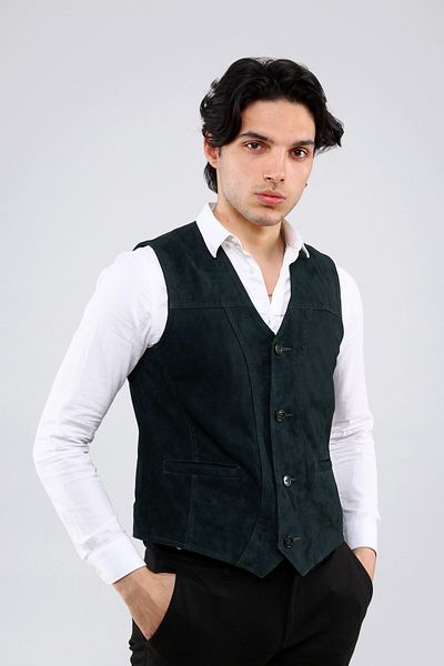 CE-YIL DERİ ÜRÜNLERİ Genuine Leather Suede Vest