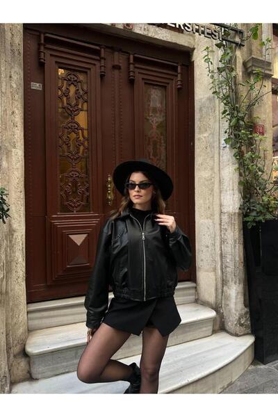 MerStore Yeni Sezon Kadın Bomber Deri Ceket