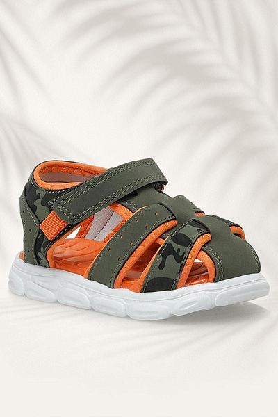 Rakerplus Khaki Green Camouflage Patterned Children's Sandals