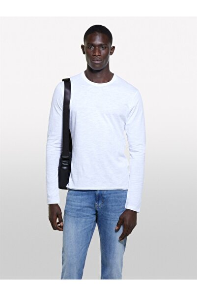 Sisley Ανδρικό μακρυμάνικο μπλουζάκι με λαιμόκοψη από 100% βαμβάκι - 324a3wf0s1013