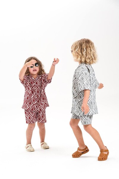 MİNİKO KİDS Laciel Paris Linen Shirt Patterned Boy's Shorts Suit