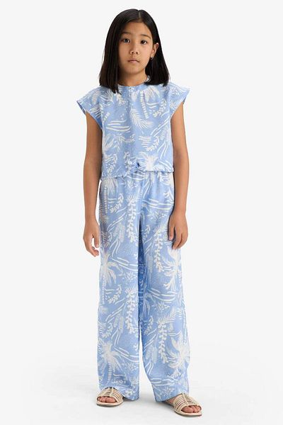 DeFacto Pantaloni cu imprimeu Palazzo pentru fete cu picioare largi D7612a825sm