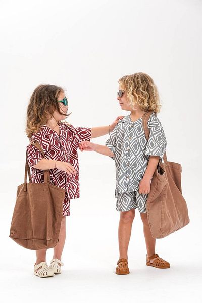 MİNİKO KİDS Laciel Paris Linen Shirt Patterned Boy's Shorts Suit
