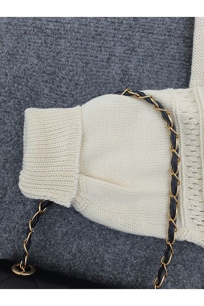 Modamorfo Embroidered patterned loose knit cardigan - cream