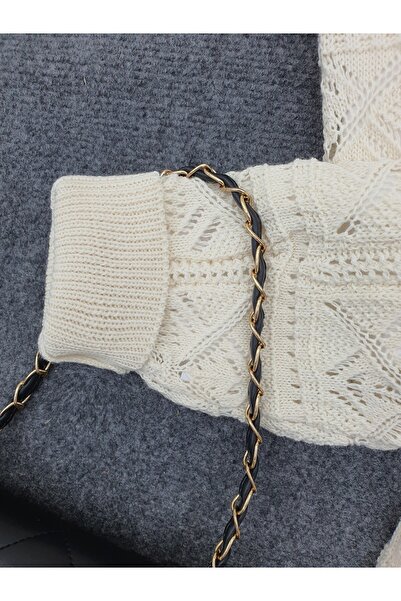 Modamorfo Embroidered square patterned Lace-Like Knit knit cardigan - cream