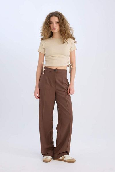 DeFacto New Season Standard Size Fabric Palazzo Trousers Wide Leg Wide Loose Leg Basic Plain High