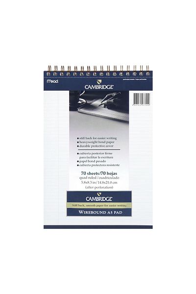 Art Tone Memo Pad A5 Top Spiral Carton Cover White 70 Yp Stripes