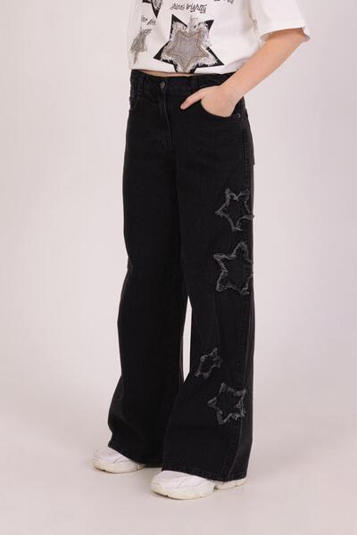 markamodi ÖZEL TASARIM NAKIŞLI KIZ KOT BAGGY PANTOLON