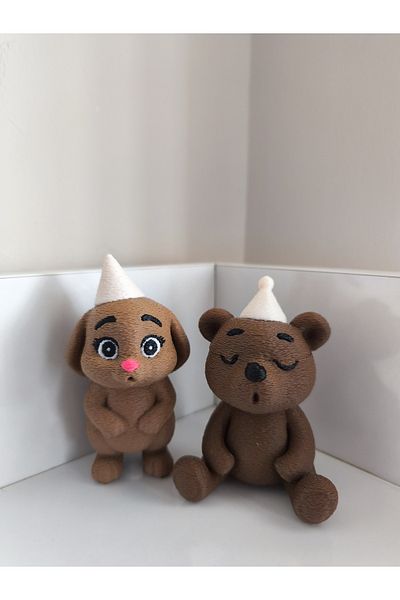 Alwin3d Candle Blowing Brown Rabbit Teddy Bear Set