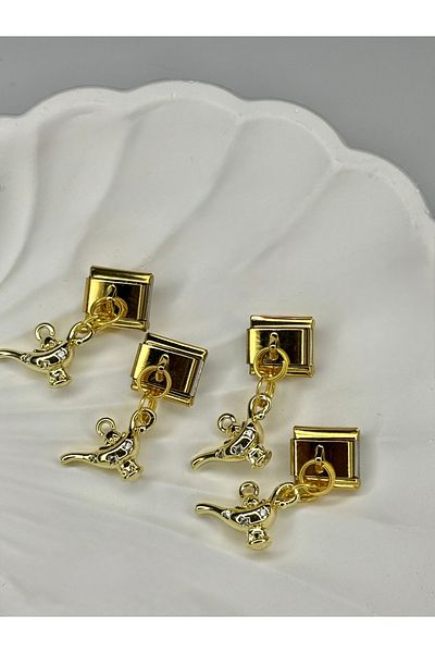 ilvesa shop Italian Bracelet Charm Gold Magic Lamp Model 1 Piece
