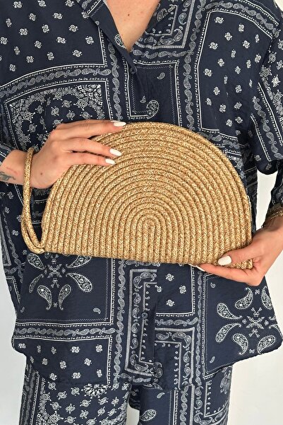 By Pellini Palmira Hasır Clutch Çanta