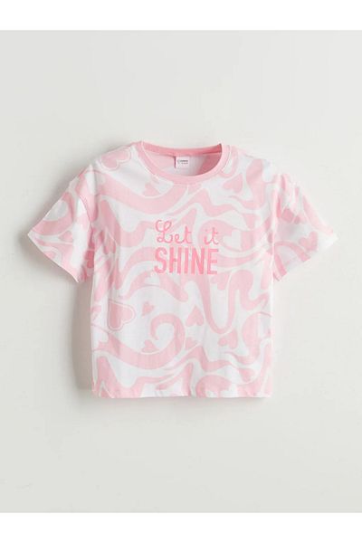 LC Waikiki Σετ Πιτζάμες LCW Kids Pink Crew Neck για κορίτσια με σορτς