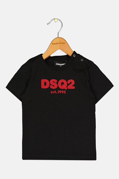 DSquared2 Toddlers Boy Crew Neck Short Sleeve Brand Logo T-shirt, Black