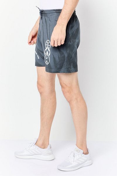 Reebok Men Sportswear Fit Graphic Print 5 Inch Inseam Outdoor Shorts, Dark Grey