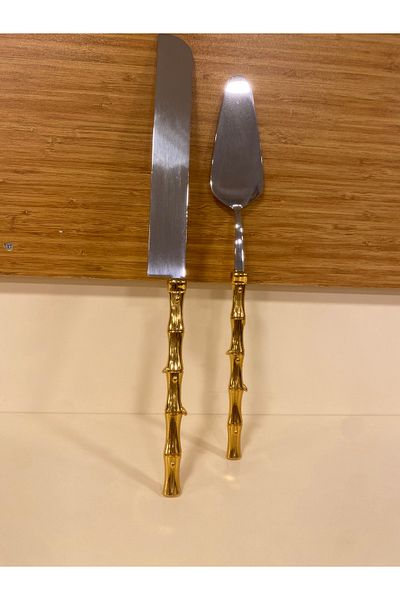 PLUS HOME Spatula Blade Service 2-Pack Brass Gold Bamboo Model