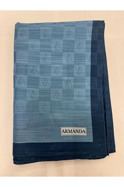 ARMANDA Checkerboard Monogram Shawl 3370-Denim Blue