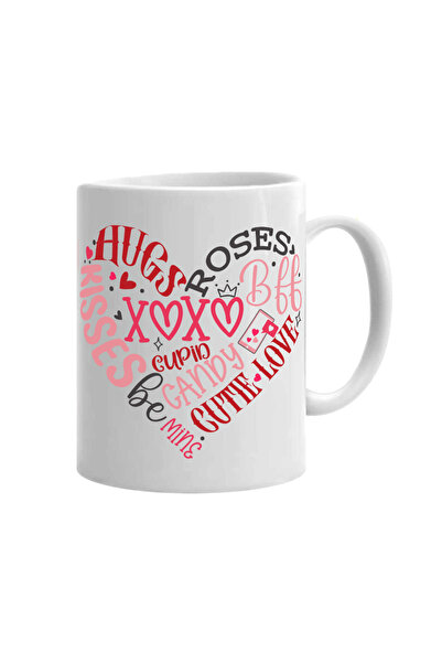 OEM Cană albă personalizată cu text în formă de inimă, INOVATIX®. 330 ml