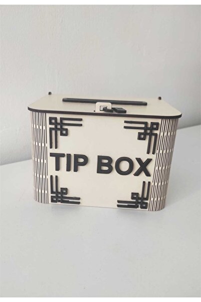 Genel Markalar Dekoratif Krem Ahşap Tip Box Kutu Bahşiş Kutusu Kumbara
