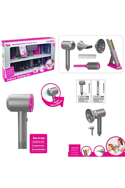Art Tone Hair Dryer Luxury Hair Care Set 2İn1 with Sound and Light Hair Design for 3+ Children