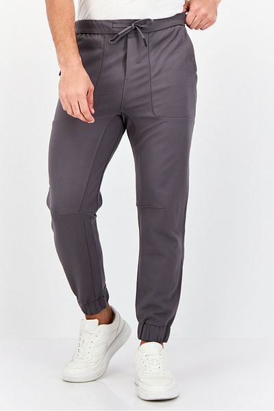 Selected Homme Men Cuffed Fit Drawstring Plain Jogger Pants, Grey