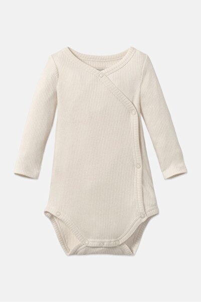 Tchibo Toddlers Boy Plain Long Sleeves Bodysuits, Off White