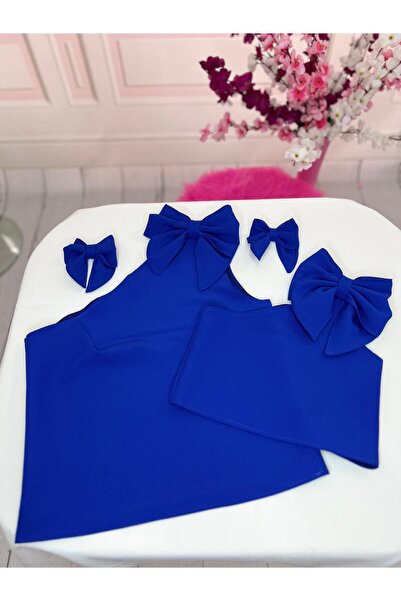 NA ADDESIGN Bluză albastră Saks cu fundă pe umăr pentru mama fiica (NEADĂUGĂ ...