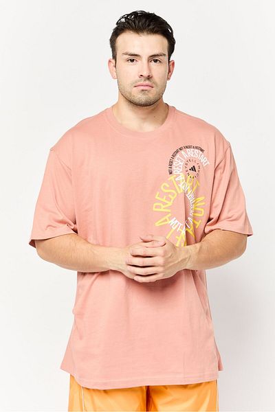 adidas by Stella McCartney Men Loose Fit Graphic Print Short Sleeves Outdoor T-Shirt, Peach