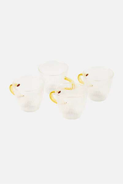 NANETTE LEPORE 4 Piece Hight Borosilicate Glass Cup With Handle, White