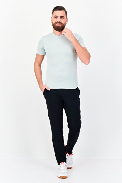 SKECHERS Men Tapered Fit Plain Walking Track Pants, Black