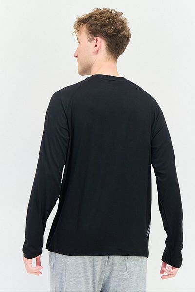 Kenneth Cole Men Crew Neck Long Sleeves Plain T-shirt, Black