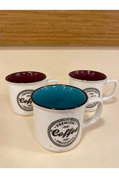 PLUS HOME KUPA BARDAK PORSELEN 3'LÜ 250 ML BORDO VE YEŞİL