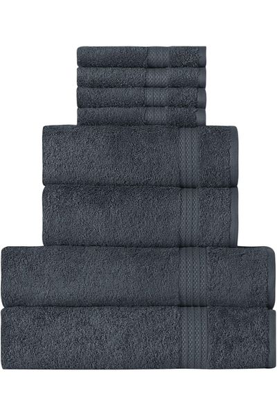 Mu Art Ahşap Mrt Plum Madame D'Or Paris, Luxury 2 Bath Towels, 2 Hand Towels and 4 Kitchen Towels, Ring Cotton