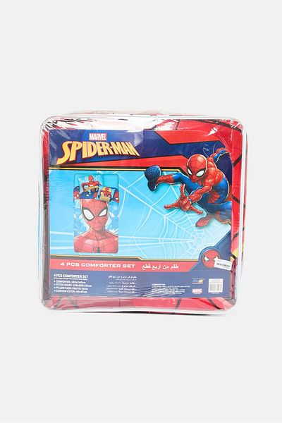 Marvel Spiderman Queen Size 4 Pcs Comforter Set, Red