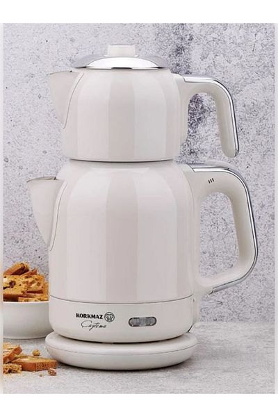 KORKMAZ Çaytema Elekt. Teapot Vanilla/Chrome 1.7 Lt A331-08
