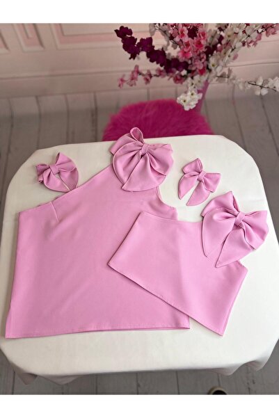 NA ADDESIGN Mother Daughter Shoulder Bow Pink Blouse (ΠΡΕΠΕΙ ΝΑ ΠΡΟΣΘΗΚΕΙ ΞΕΧΩΡΙΣΤΑ ΣΤΟ ΚΑΛΑΘΙ, ΟΙ ΤΙΜΕΣ ΔΙΑΦΟΡΕΤΙΚΕΣ)