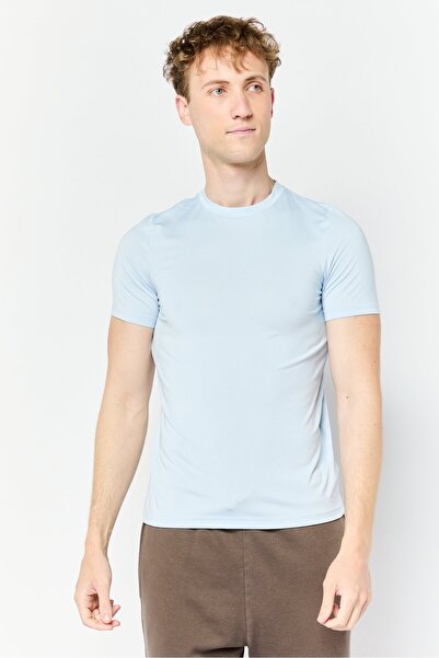 Reebok Men Sportswear Fit Short Sleeve Training T-Shirt, Light Blue