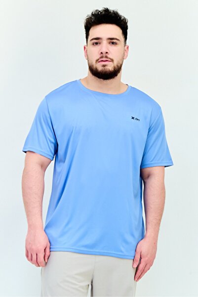 RBX Men Sportswear Fit Short Sleeve Training T Shirt, Light Blue