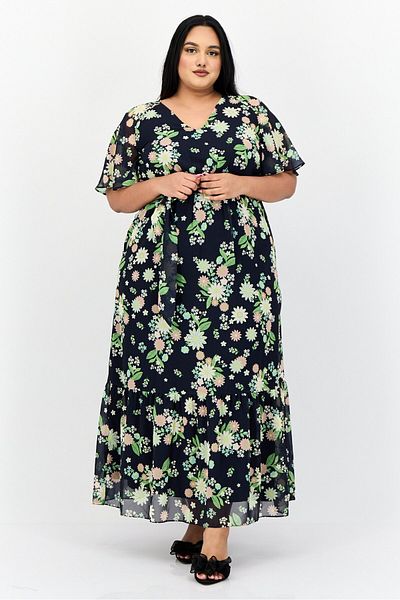 Phase Eight Women Petite Floral Print Midi Dress, Multicolor