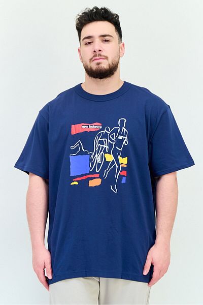 New Balance Men Sportswear Fit Short Sleeve Outdoor T Shirt, Navy