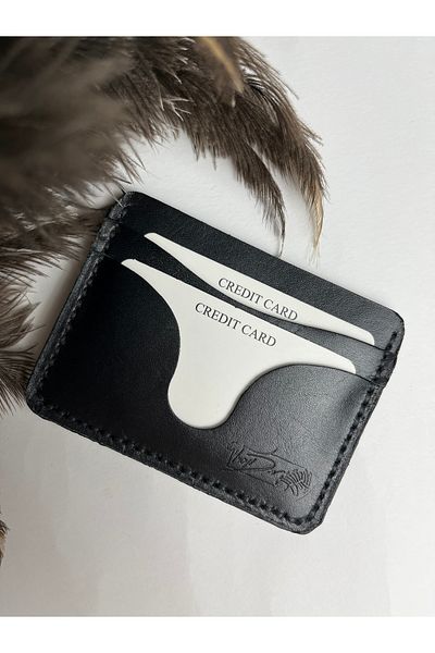 TROYDER Genuine Leather Unisex Card Holder Black Color