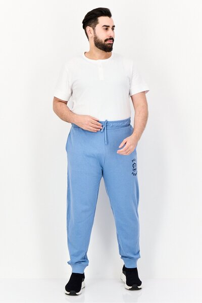 PAUL FRANK Men Regular Fit Brand Logo Jogger Pants, Light Blue
