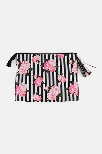 Bebe Women Floral Pattern Vanity Bag, Multicolor