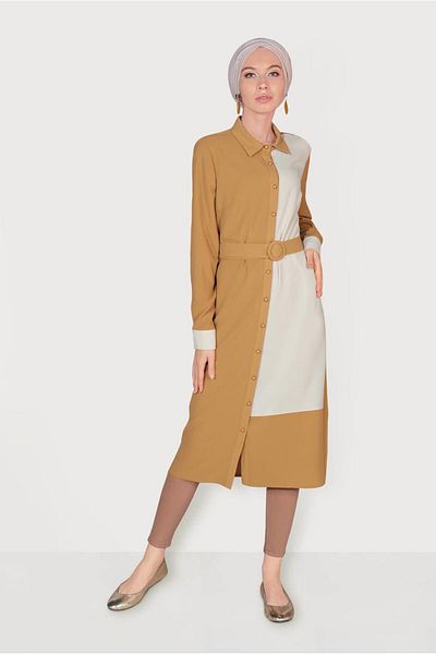 Alvina Double Color Tunic with Buttons 40676