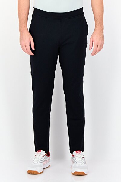 SKECHERS Men Tapered Fit Plain Walking Track Pants, Black