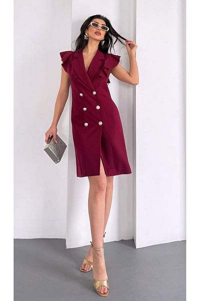 pembekurdelem Women's Design Jacket Dress Burgundy