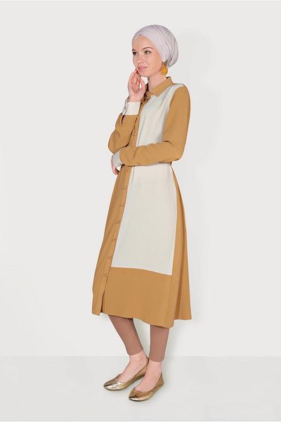 Alvina Double Color Tunic with Buttons 40676
