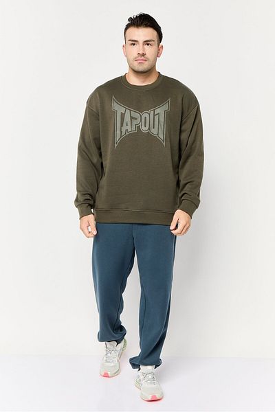 Tapout Men Sportswear Fit Long Sleeve Outdoor Sweatshirt, Dark Olive