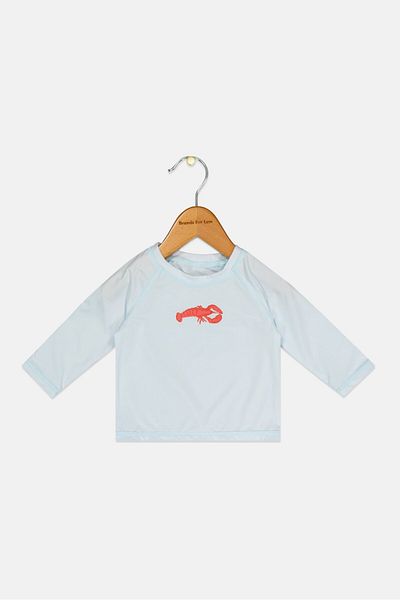 STARTING OUT Toddlers Boy Graphic Print Long Sleeves Rashguard, Light Blue